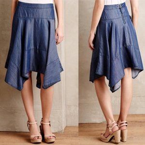 Anthropologie HD in Paris Chambray Hanky Hem Skirt